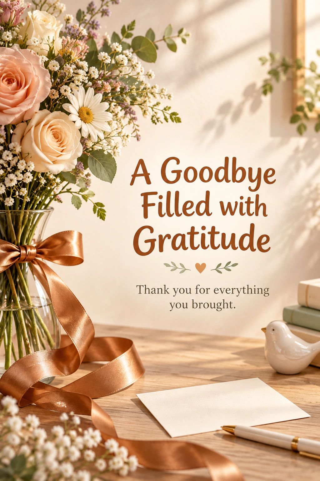 Farewell greeting design 10: A Goodbye Filled with Gratitude. Thank you for everything you brought.