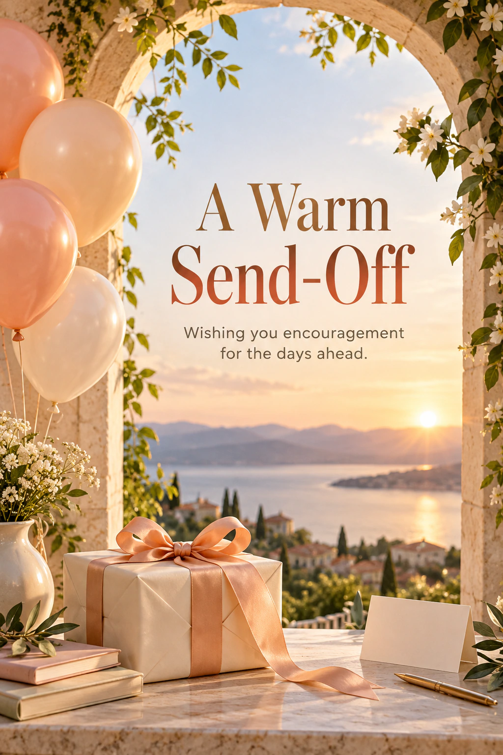 Farewell greeting design 14: A Warm Send-Off. Wishing you encouragement for the days ahead.