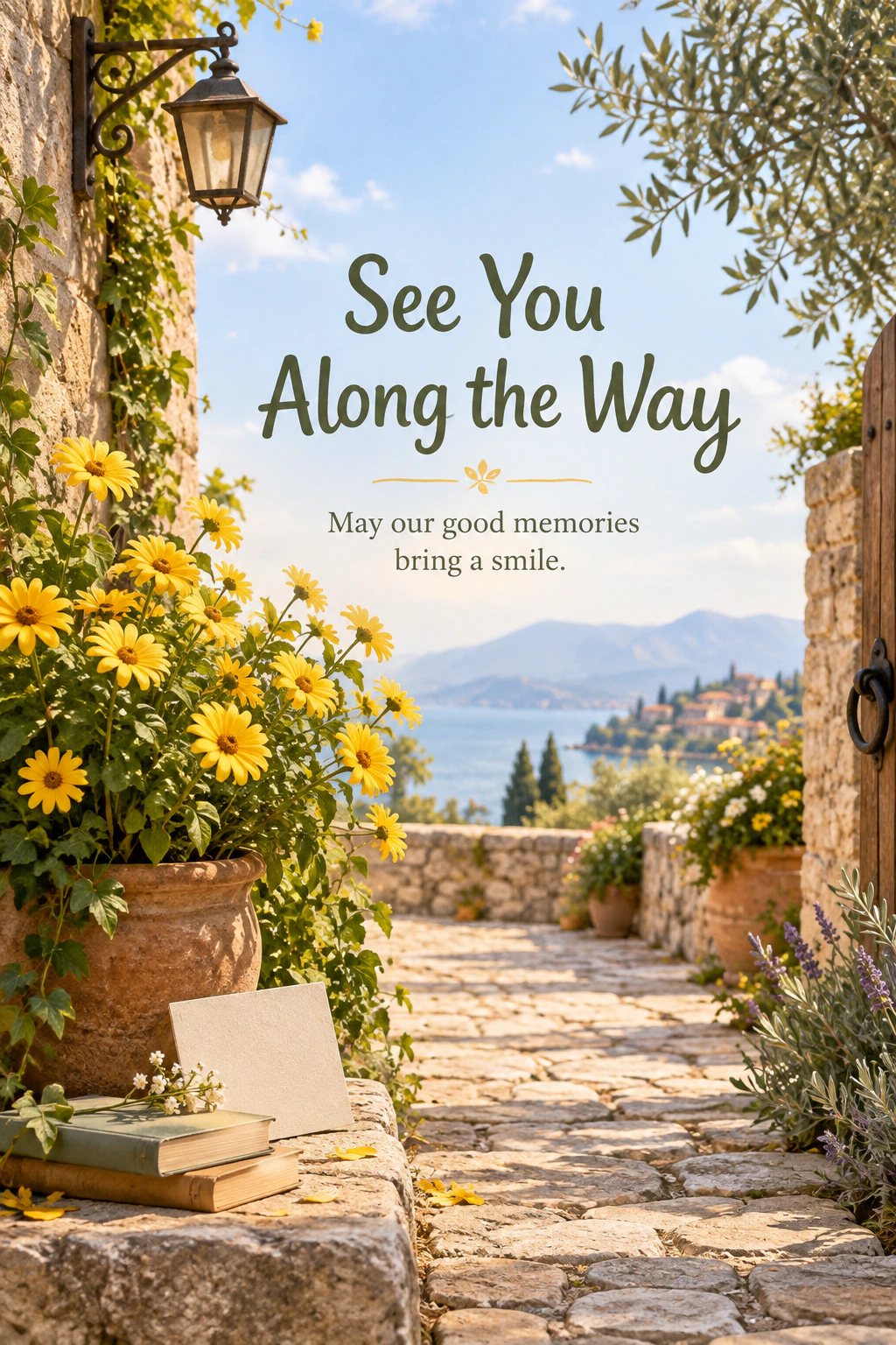 Farewell greeting design 20: See You Along the Way. May our good memories bring a smile.