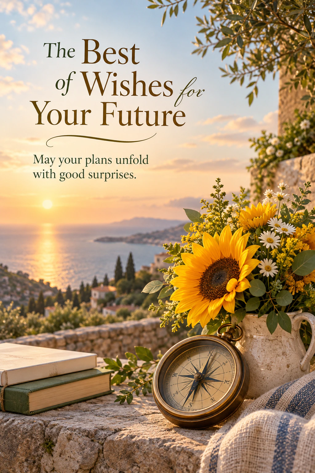 Farewell greeting design 21: The Best of Wishes for Your Future. May your plans unfold with good surprises.