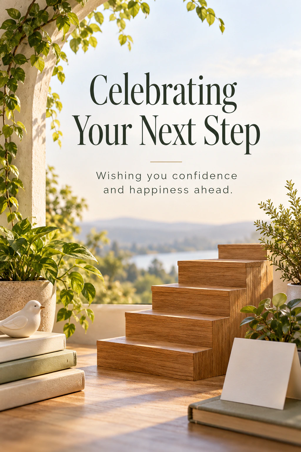 Farewell greeting design 24: Celebrating Your Next Step. Wishing you confidence and happiness ahead.