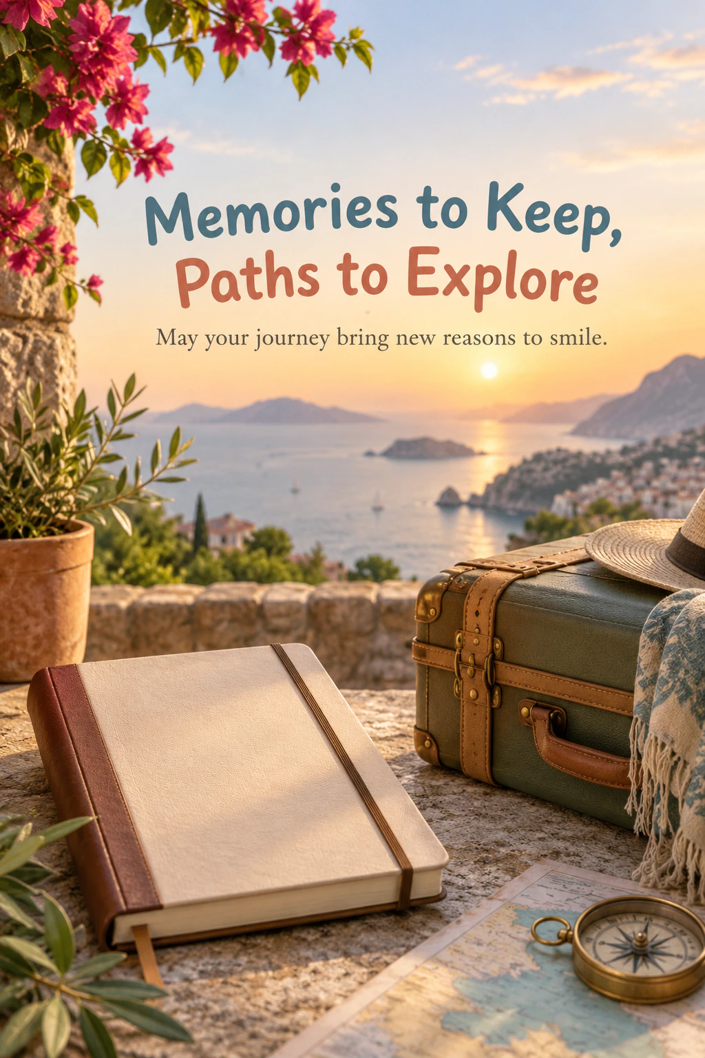 Farewell greeting design 25: Memories to Keep, Paths to Explore. May your journey bring new reasons to smile.