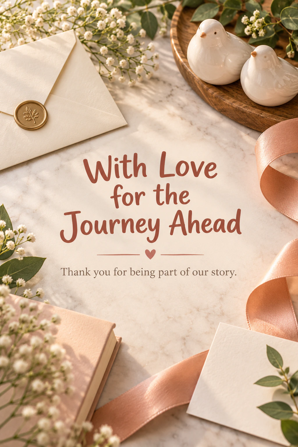 Farewell greeting design 30: With Love for the Journey Ahead. Thank you for being part of our story.
