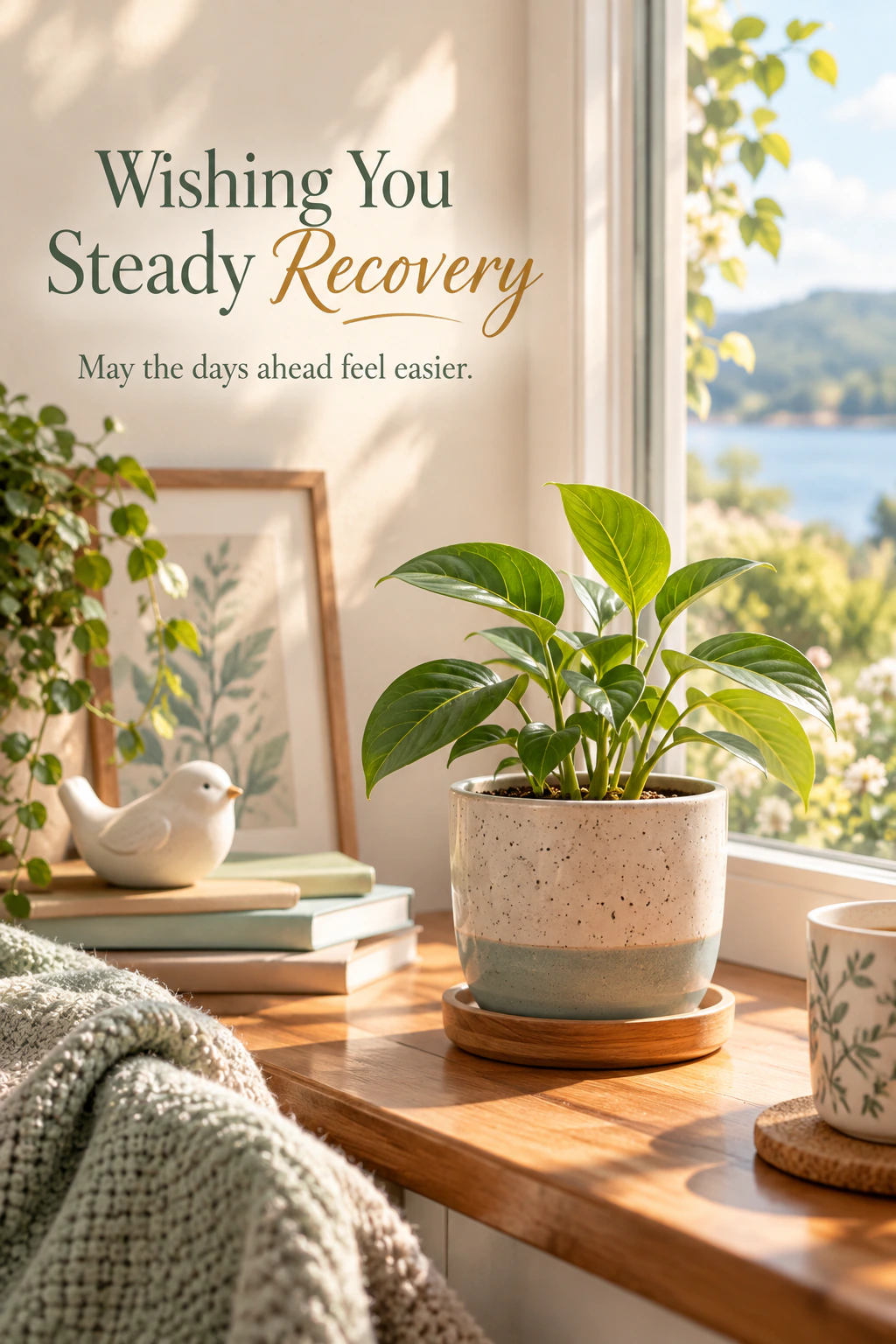 Get Well Soon greeting design 06: Wishing You Steady Recovery. May the days ahead feel easier.