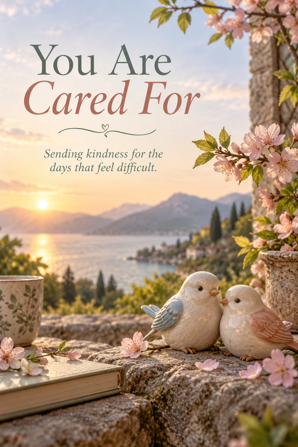 Get Well Soon greeting design 11: You Are Cared For. Sending kindness for the days that feel difficult.
