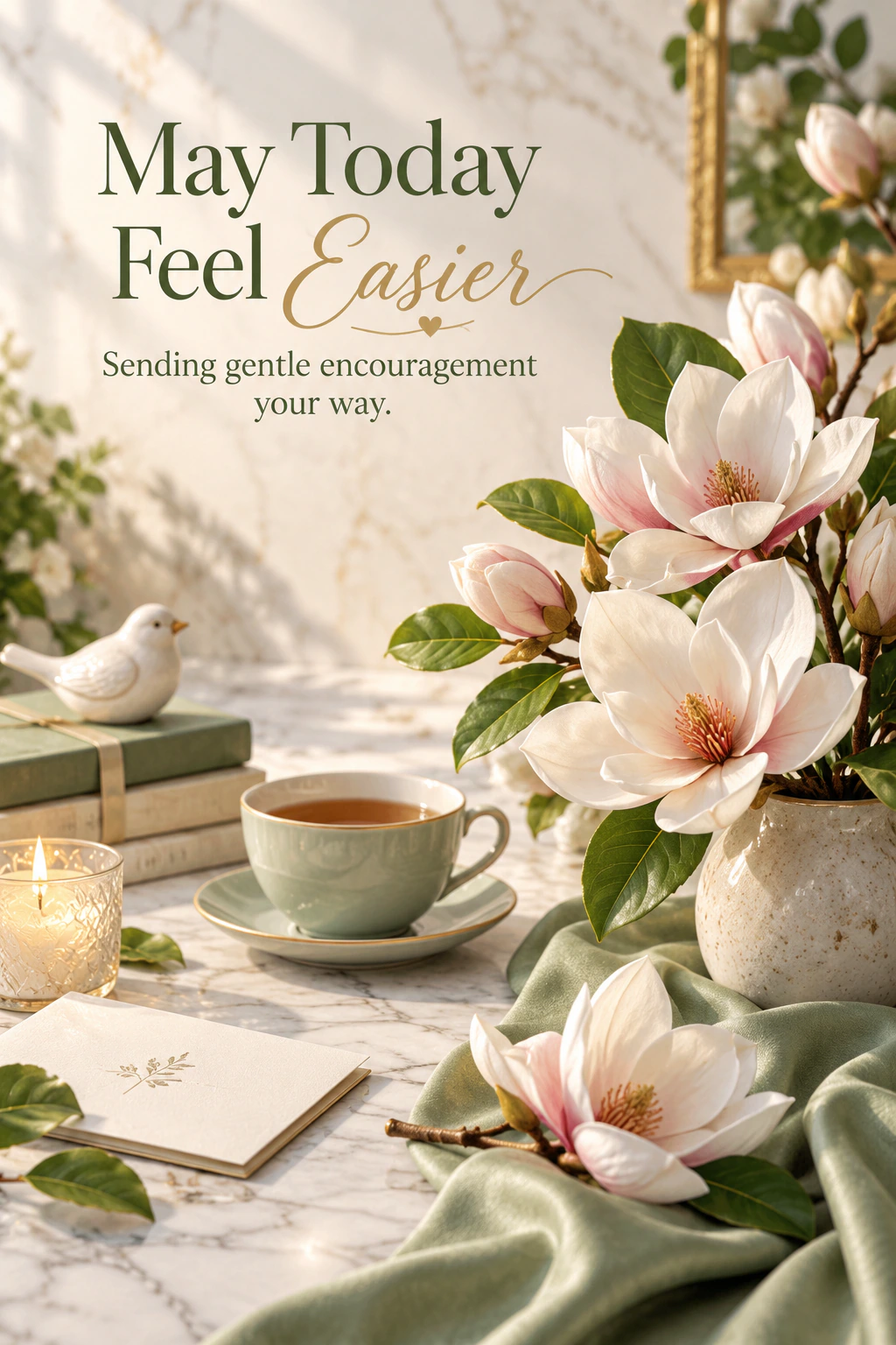 Get Well Soon greeting design 16: May Today Feel Easier. Sending gentle encouragement your way.