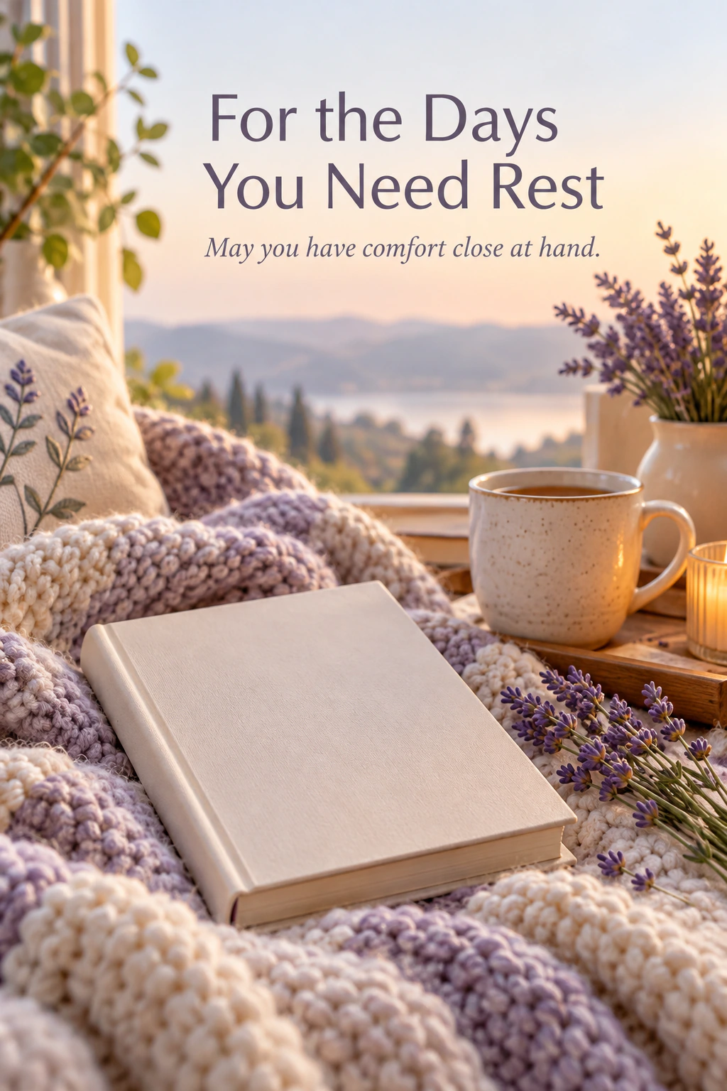 Get Well Soon greeting design 28: For the Days You Need Rest. May you have comfort close at hand.