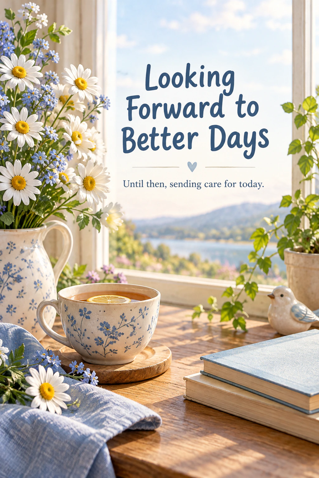Get Well Soon greeting design 30: Looking Forward to Better Days. Until then, sending care for today.