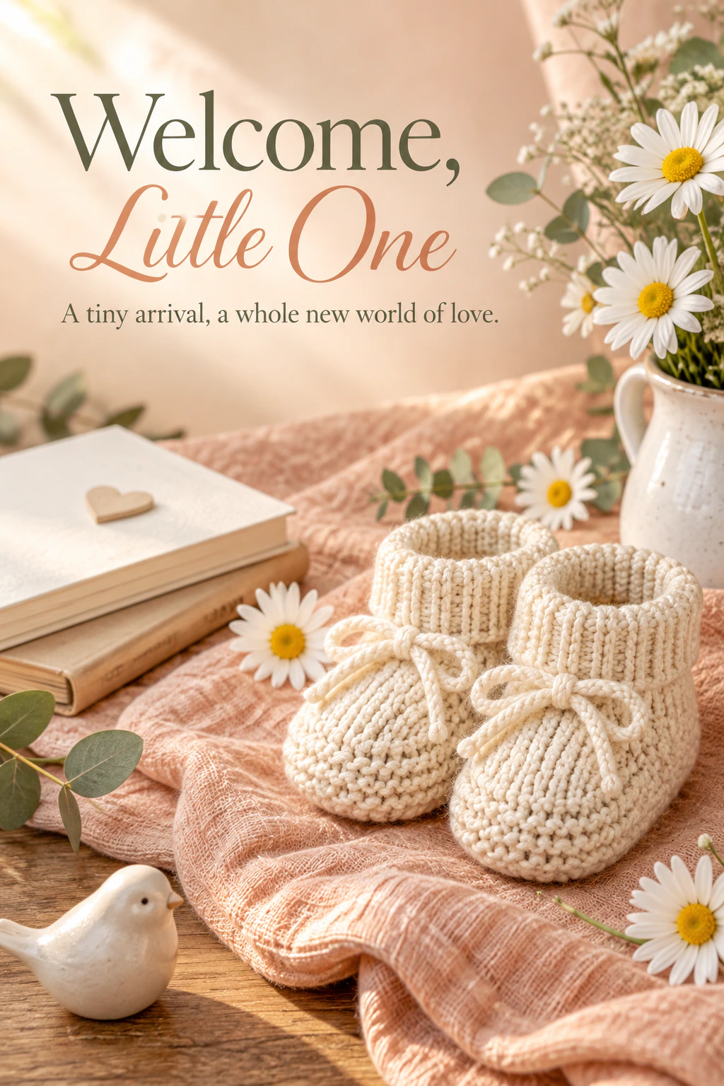 New baby greeting design 01: Welcome, Little One. A tiny arrival, a whole new world of love.