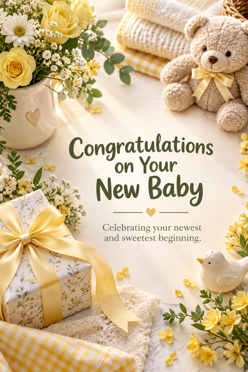 New baby greeting design 05: Congratulations on Your New Baby. Celebrating your newest and sweetest beginning.