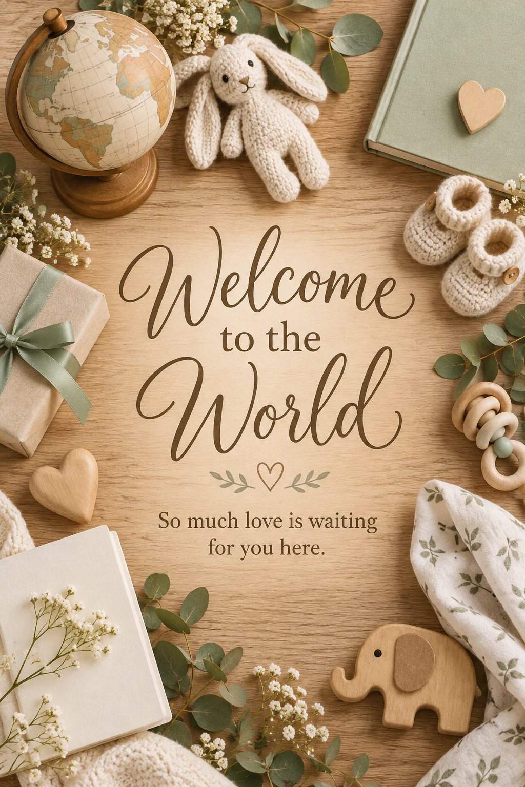 New baby greeting design 07: Welcome to the World. So much love is waiting for you here.