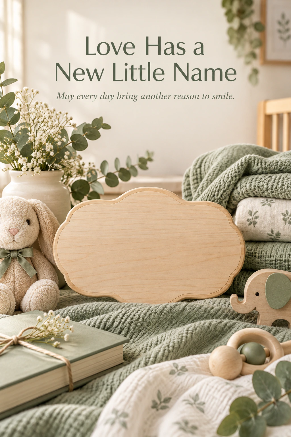 New baby greeting design 13: Love Has a New Little Name. May every day bring another reason to smile.