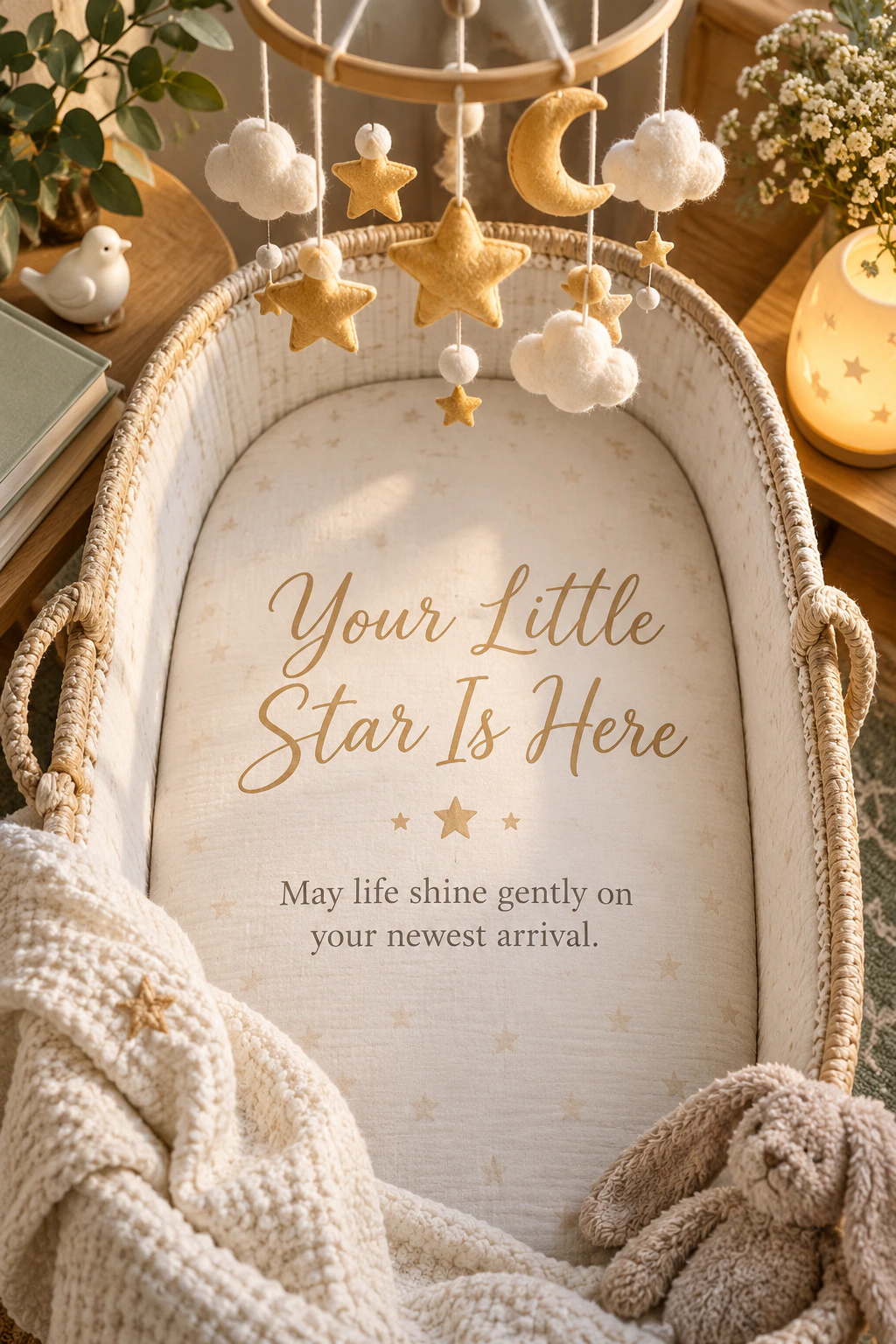 New baby greeting design 17: Your Little Star Is Here. May life shine gently on your newest arrival.