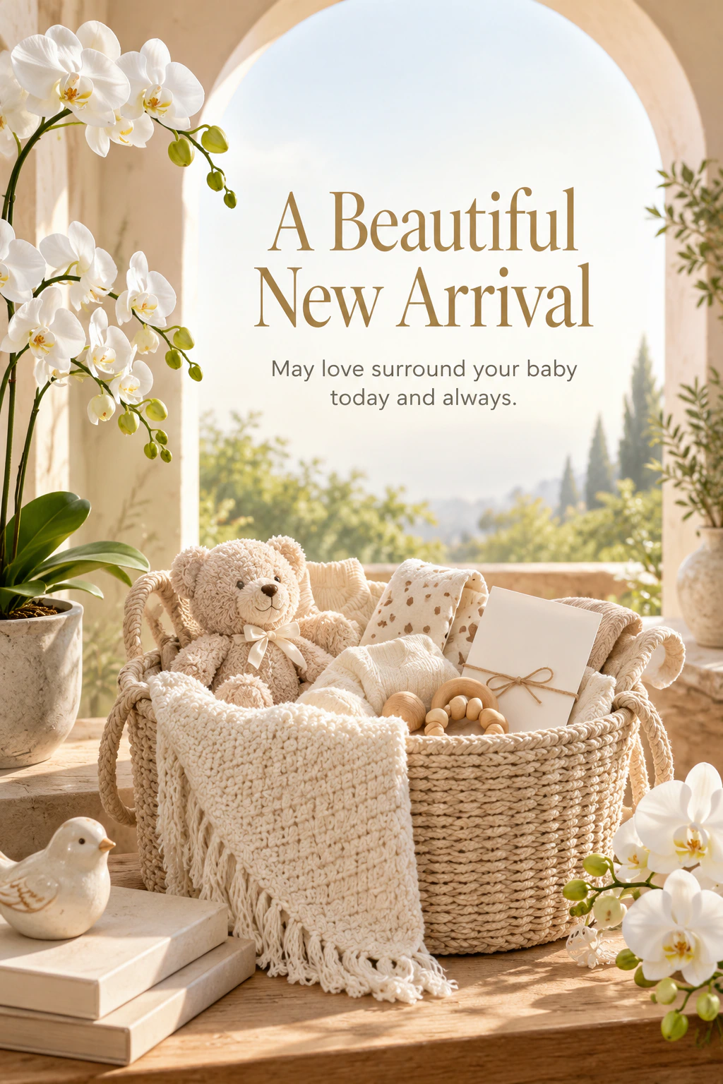 New baby greeting design 24: A Beautiful New Arrival. May love surround your baby today and always.