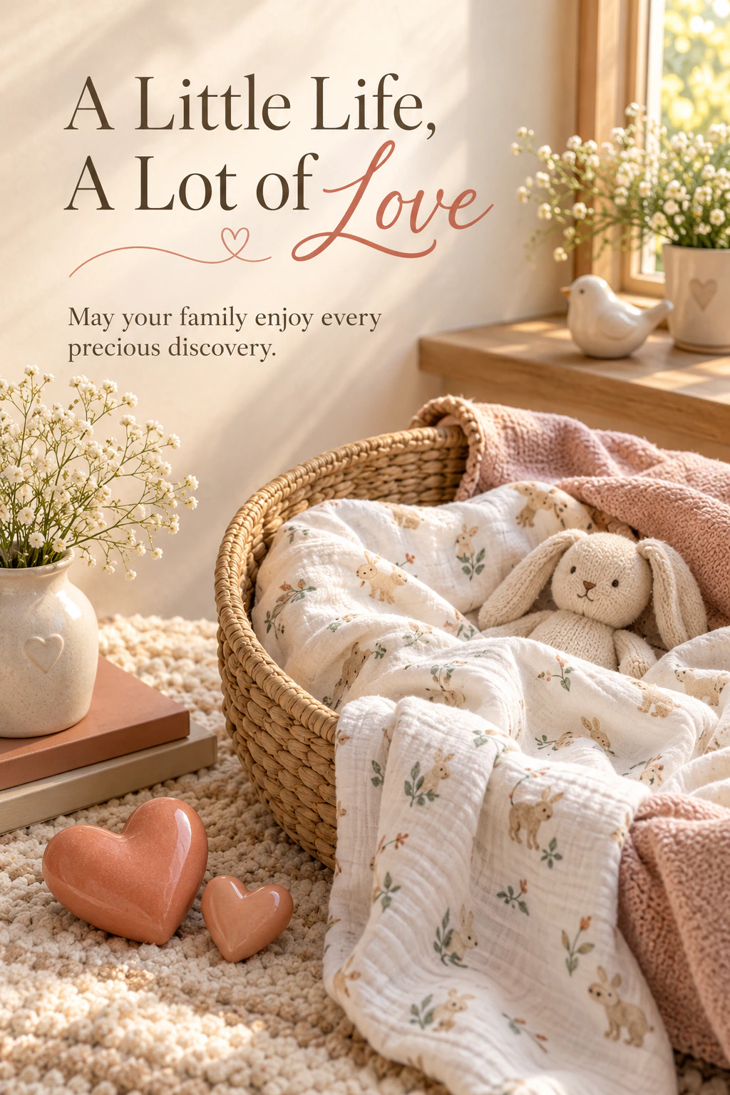 New baby greeting design 26: A Little Life, A Lot of Love. May your family enjoy every precious discovery.