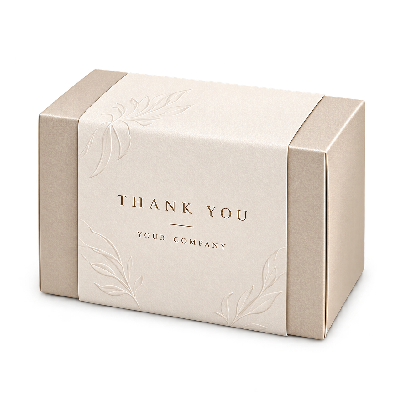 Pearl Studio printed thank-you sleeve with company branding