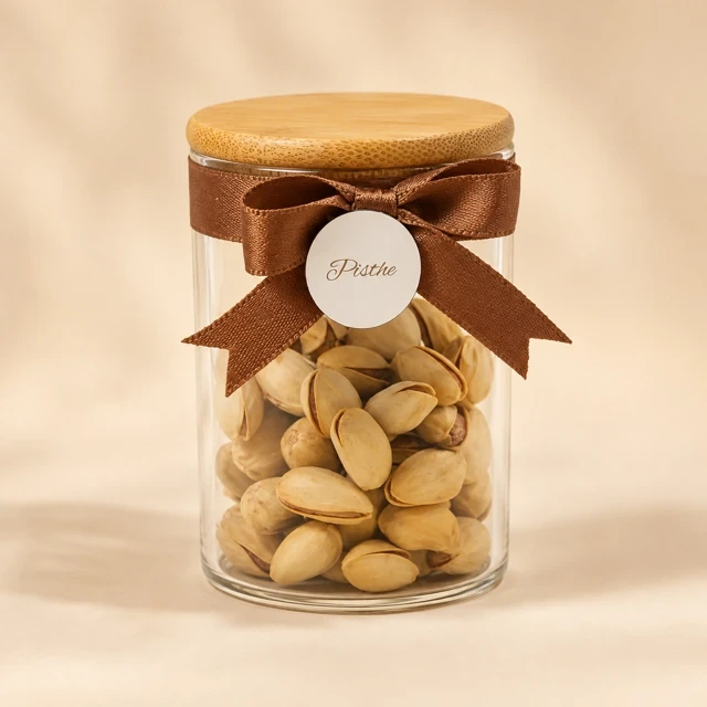 Pistachios in a Brown-Ribbon Jar — featured view