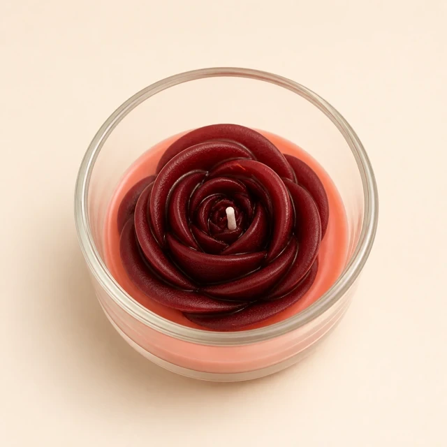 Red Rose Candle in a Clear Decorative Cup — featured view