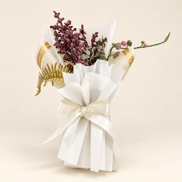 Artificial Decorative Bouquet with White Wrapping — featured view